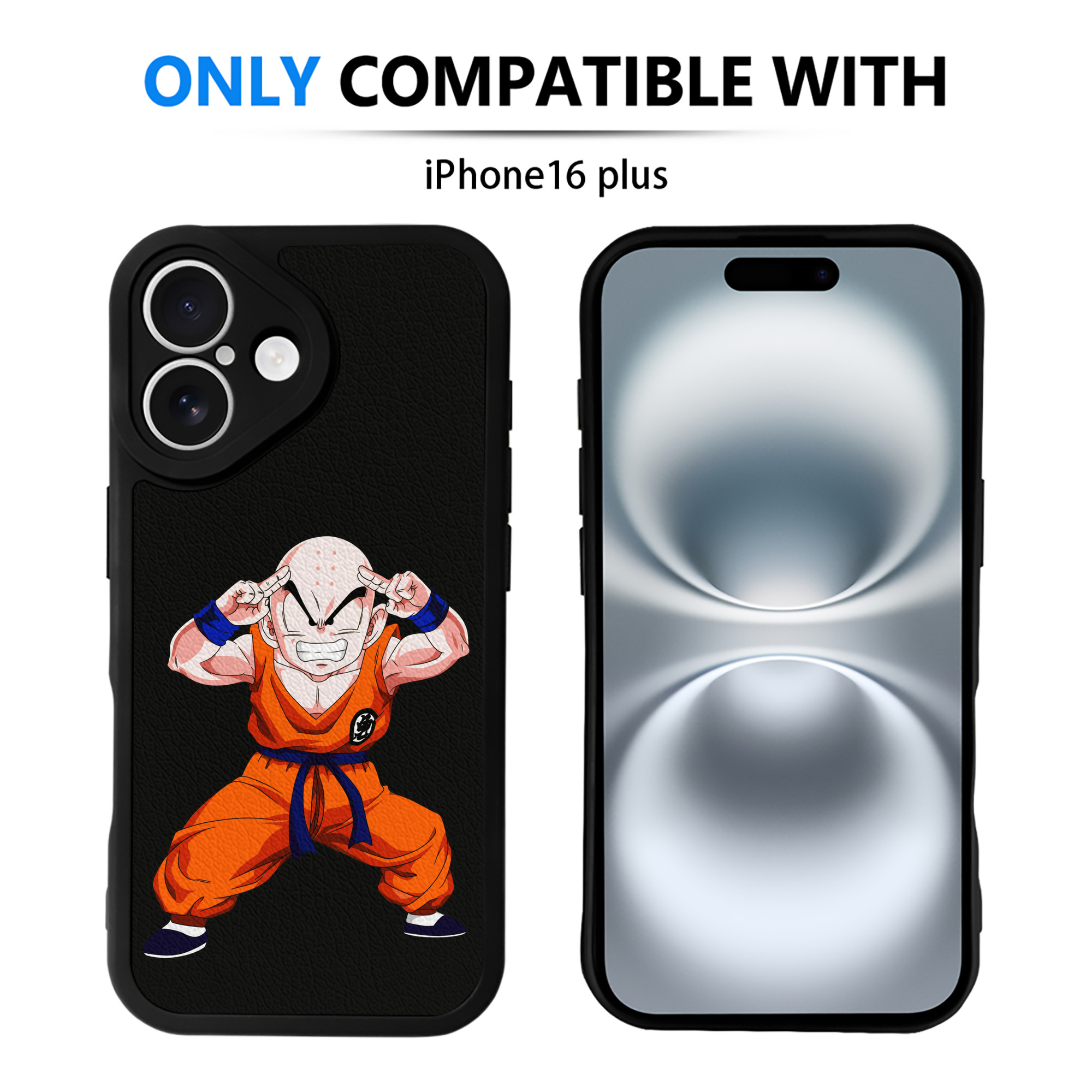 （画像用） ドラゴンボール クリリン DRAGON BALL krillin 【iPhone 16シリーズ対応】シリコンスマホケース（レザー調） 材質：シリコン